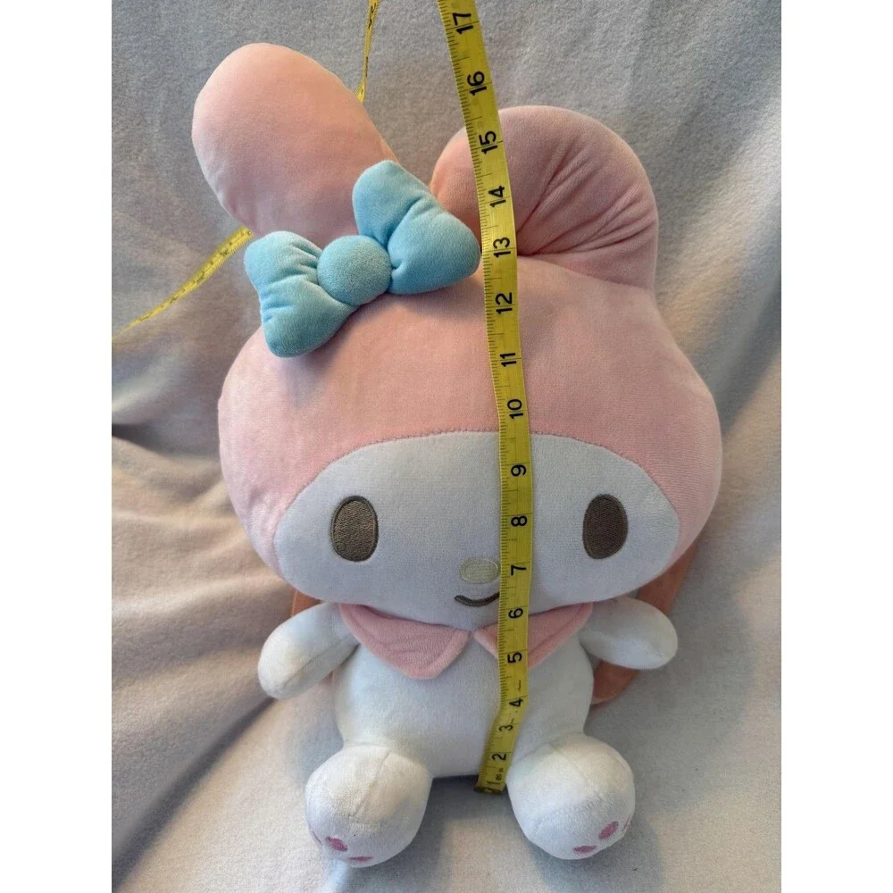 Sanrio My Melody Backpack Girls Small Pink Plush Velour Bow Adjustable Straps - Picture 9 of 9